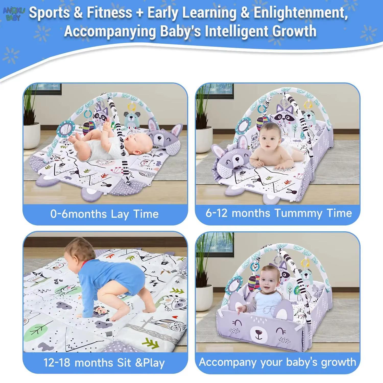 Tapis d'éveil 4 en 1 pour bébé