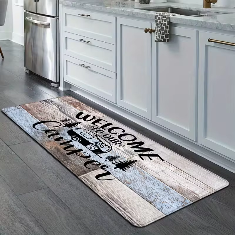 Nouvelle Arrivée Tapis de Couloir Imprimé Camping Style Ferme Rustique Antidérapant Doux pour Cuisine, Couloir et Entrée Décorative