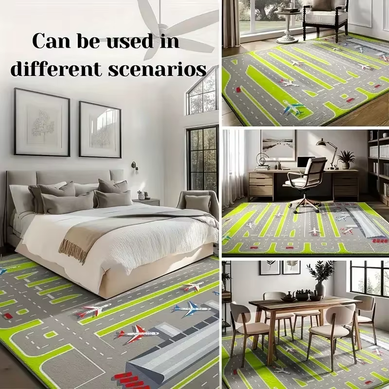 Tapis artistique à motif géométrique néon