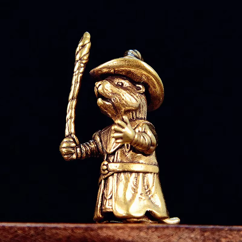 Figurines de Rat de magicien en laiton, ornements de bureau miniatures, artisanat de souris d'animaux, Table à thé, accessoires de décoration pour animaux de compagnie