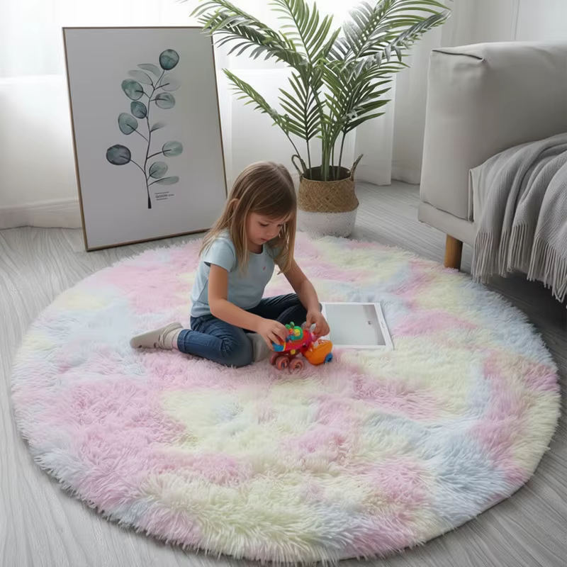 Tapis rond en peluche Super doux et moelleux
