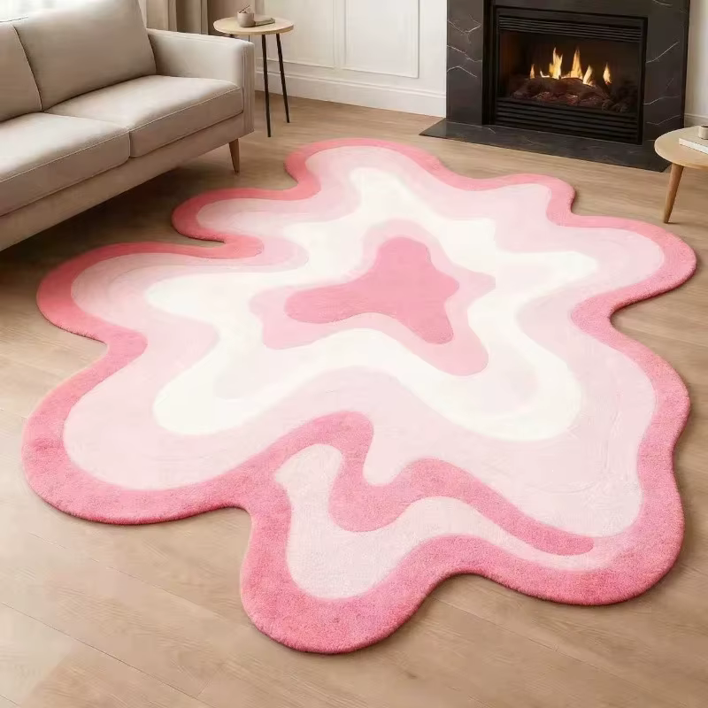 Tapis en peluche texturé abstrait VIKAMA Dopamine