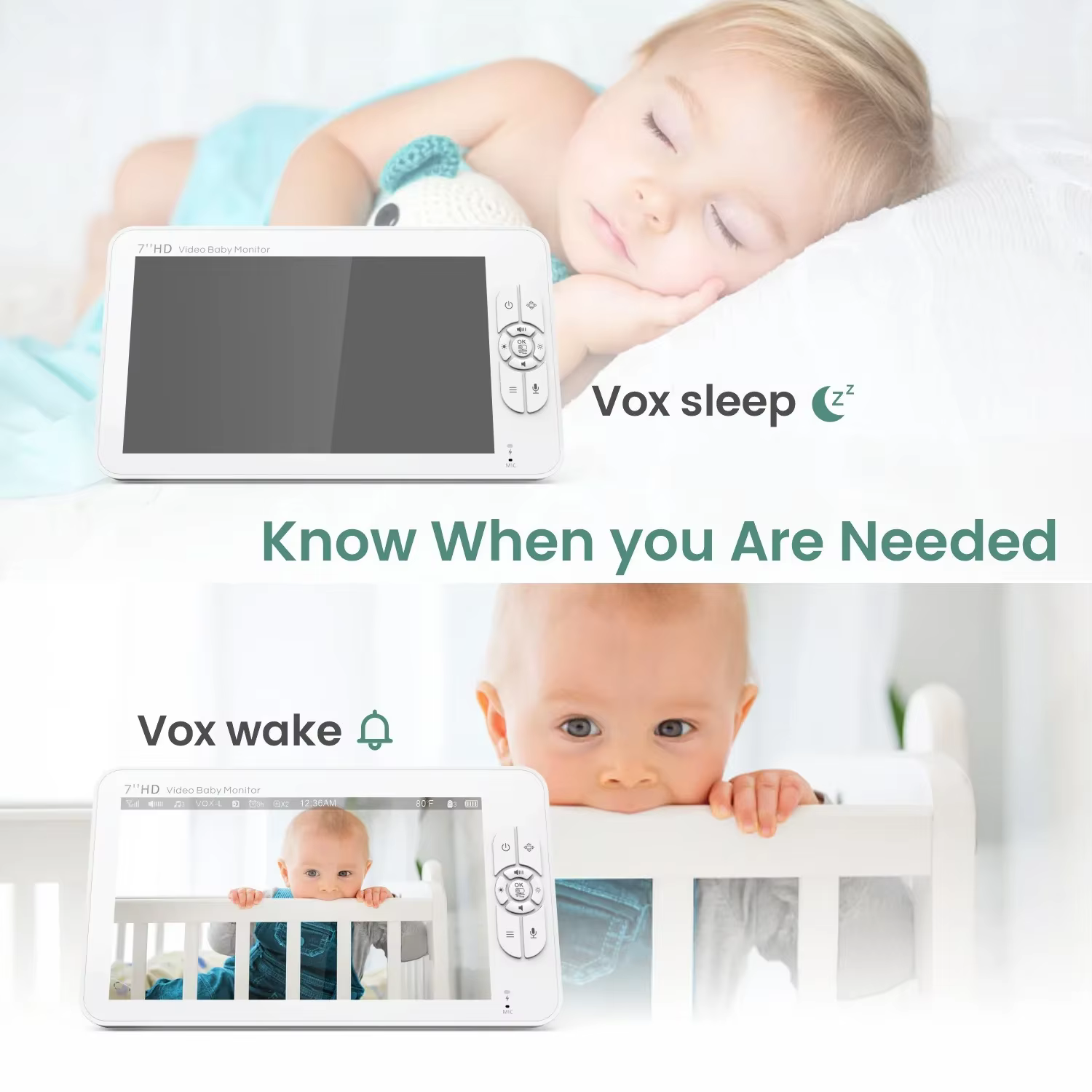 Moniteur vidéo pour bébé de 7,0 pouces, avec caméra PTZ à zoom 4X, écran partagé HD, audio bidirectionnel, vision nocturne IR, batterie 4000mAh, SM70 Baby Nanny