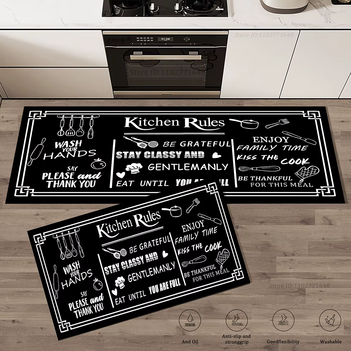 Tapis de sol de cuisine en grain de bois