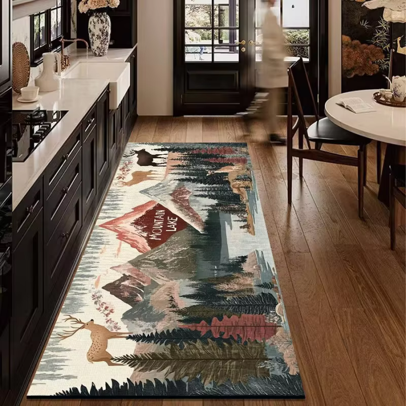 VIKAMA Tapis de sol vintage à motif d'animaux de la forêt