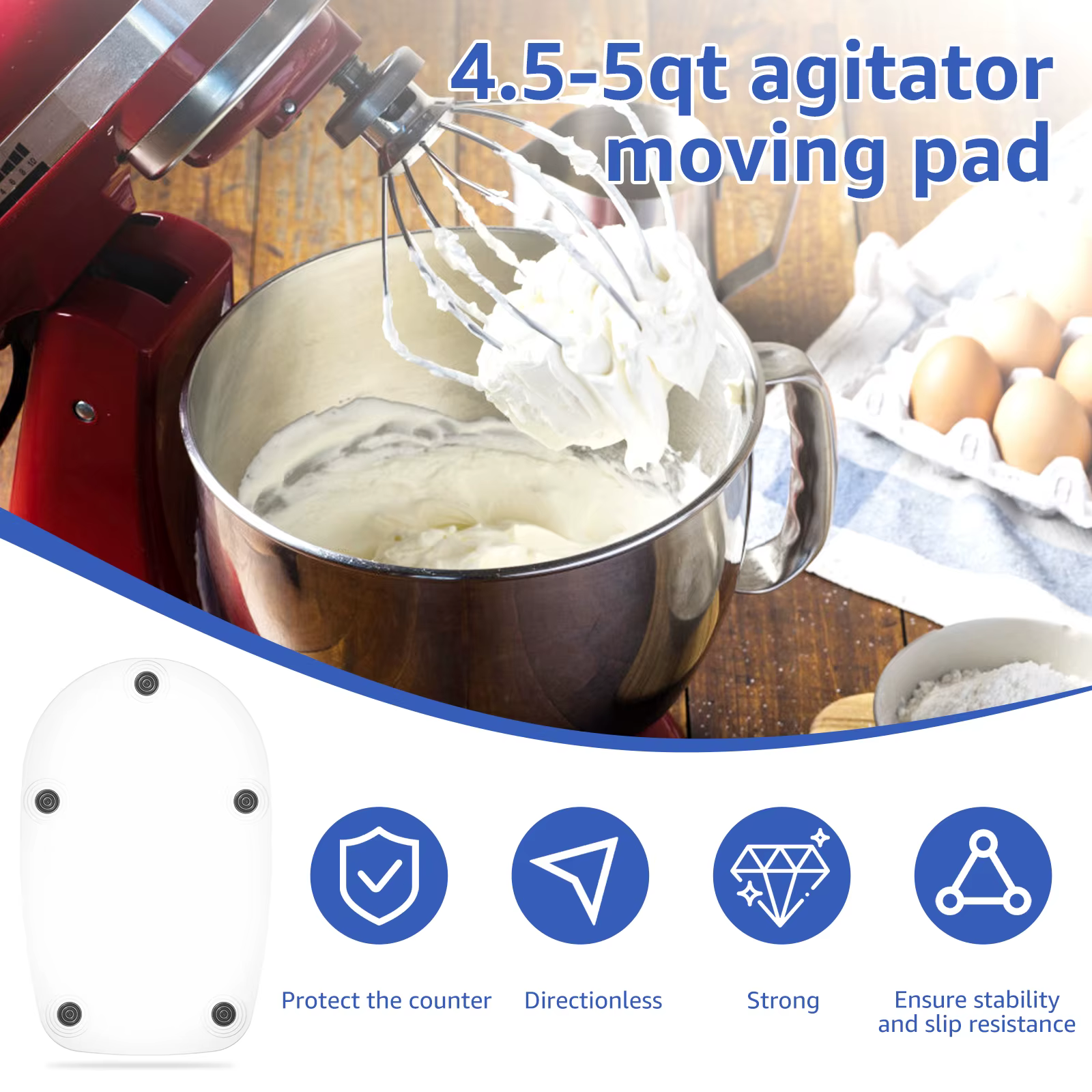 Tapis coulissant de mélangeur Compatible avec le mélangeur sur socle à tête inclinable de 4,5 QT, tapis coulissant en acrylique, mélangeur de cuisine Flexible, tapis coulissant pour appareil