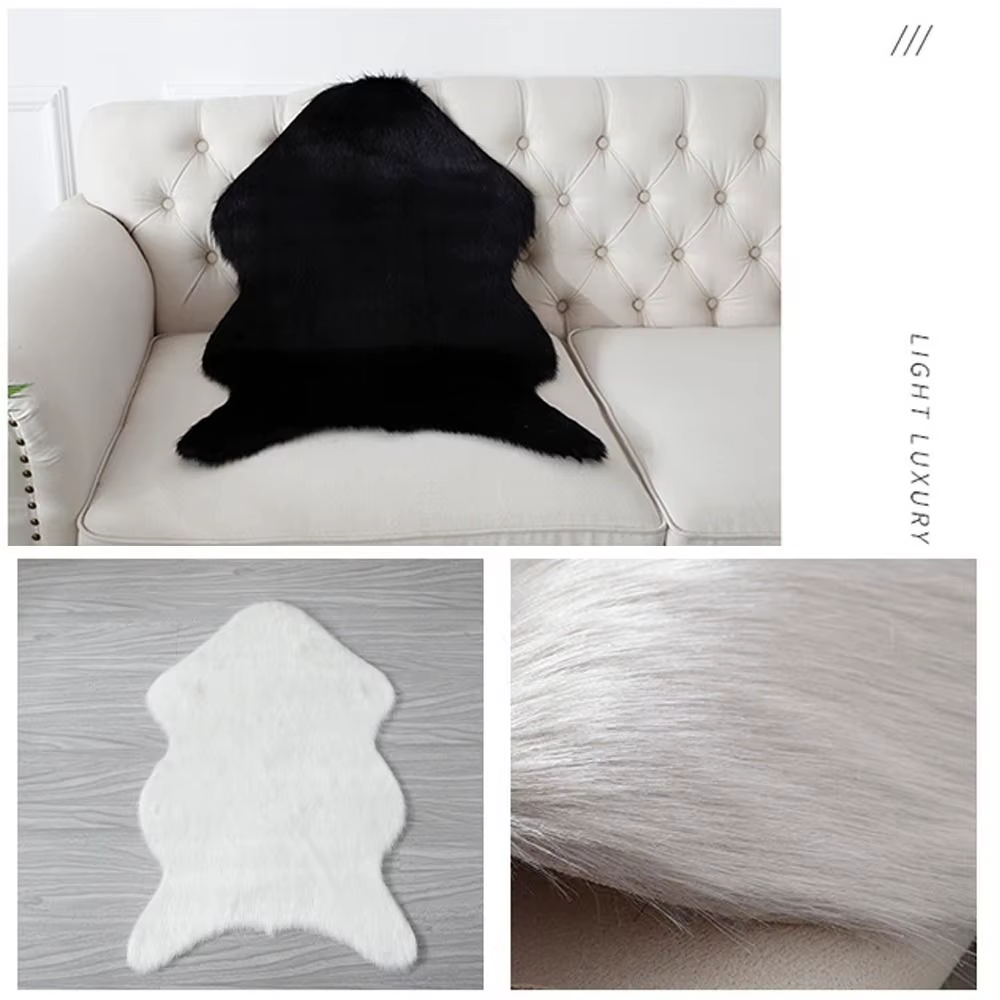 Tapis en peluche doux en peau de mouton pour chambre à coucher