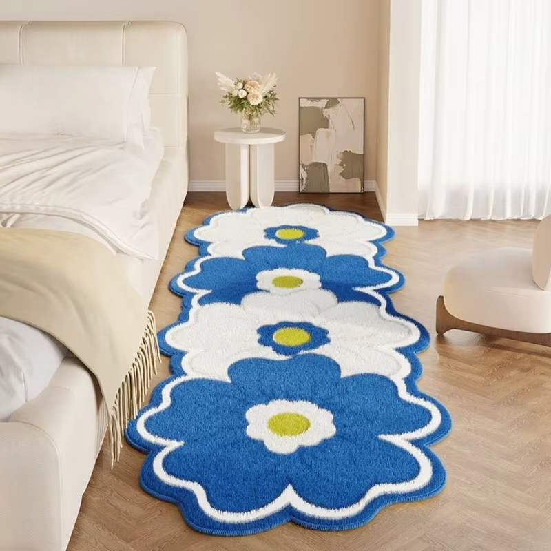 Tapis rose à motif floral pour décoration de chambre à coucher
