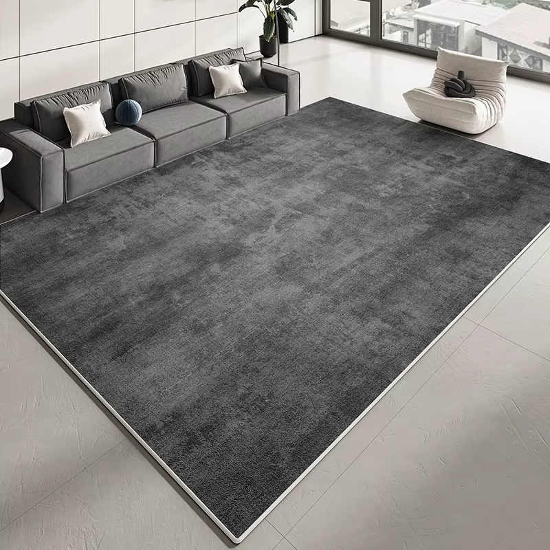 Tapis moderne gris foncé uni pour salon et chambre à coucher