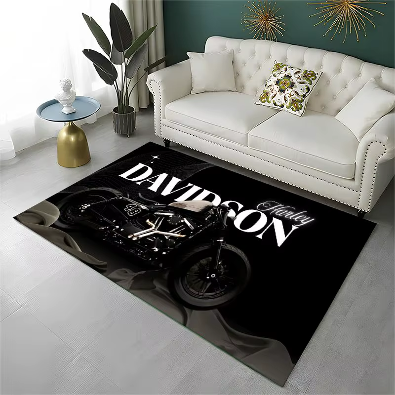 Tapis antidérapant rétro H-Harleys Racing Moto pour salon