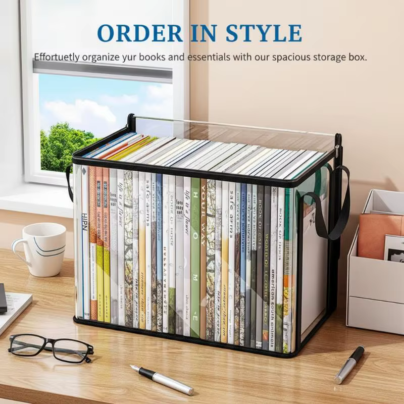 Boîte de rangement transparente en PVC avec couvercle rabattable, fenêtre visuelle, organisateur multi-usages pour jouets, fournitures d'artisanat, conteneur cadeau durable