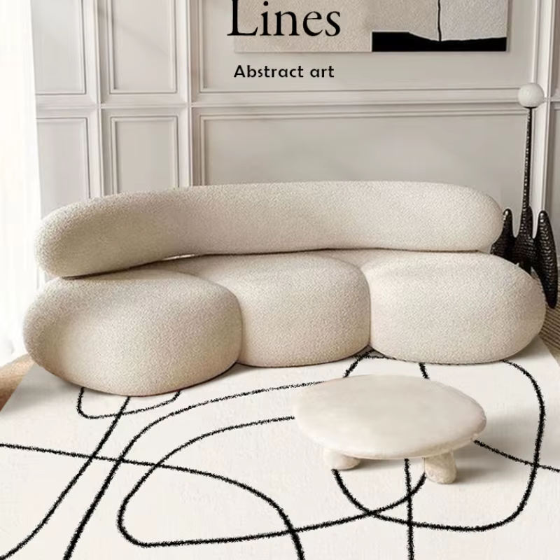 Tapis en peluche minimaliste moderne pour chambre à coucher