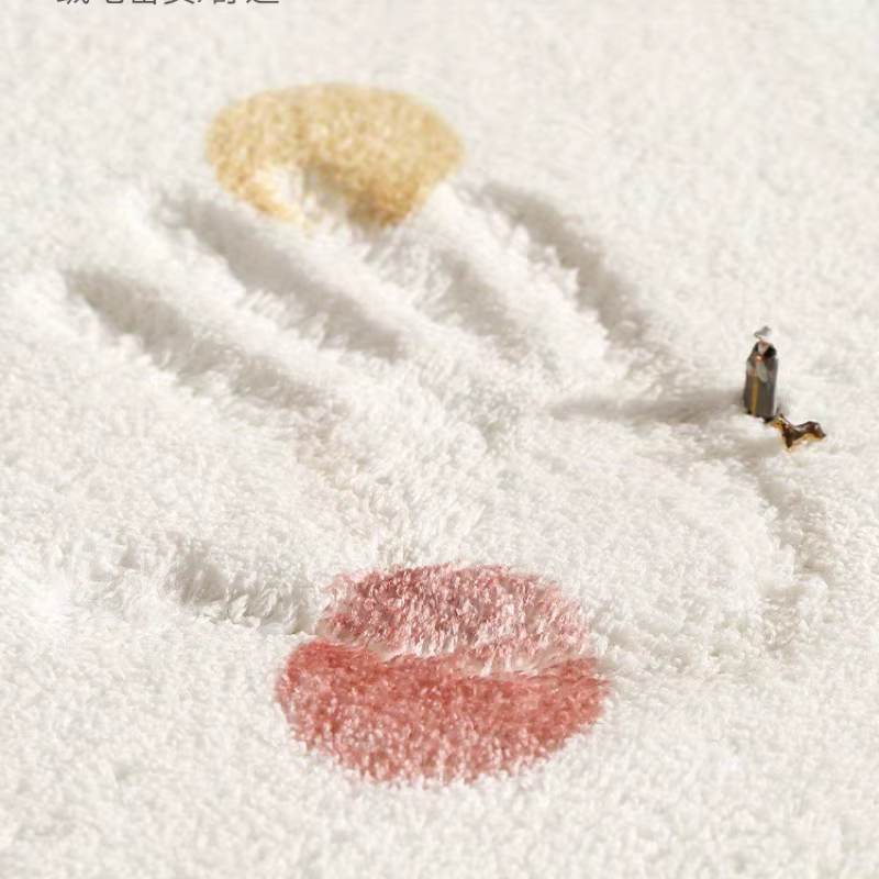Tapis rond à fleurs, tapis moelleux et doux