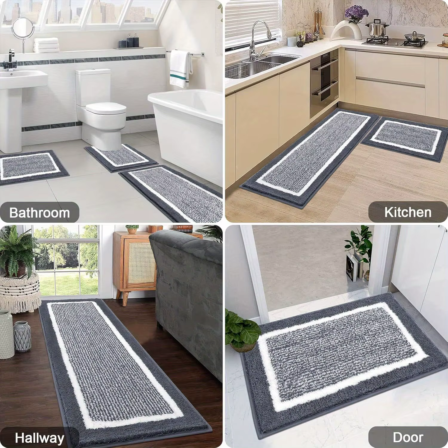 Ensemble de tapis de salle de bain en microfibre lavable 3 pièces/ensemble