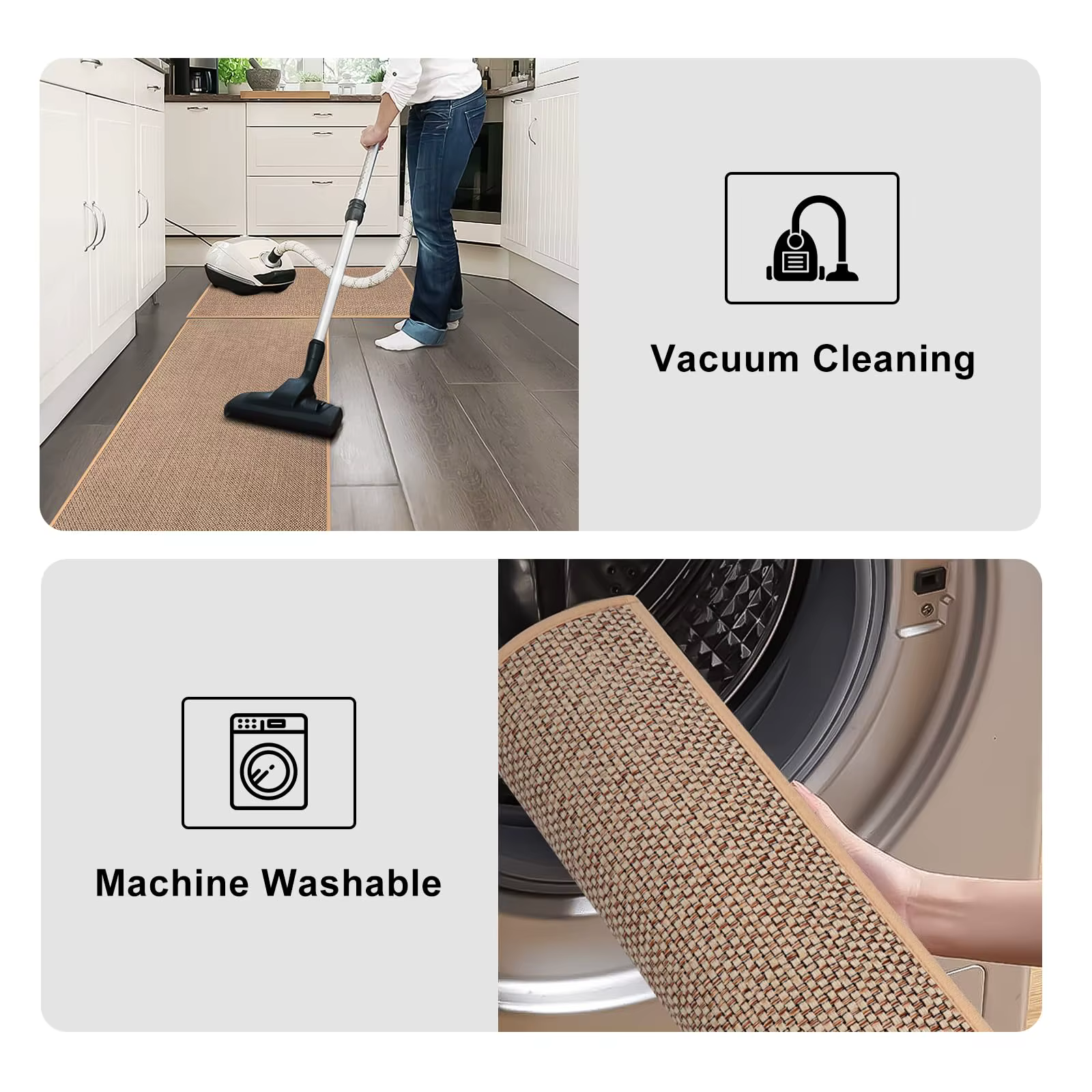 Tapis de sol de cuisine tissé en lin