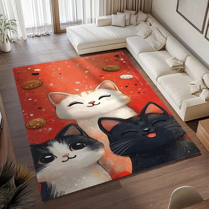 Tapis d'entrée en feutre grand format à motif mosaïque imitation pierre