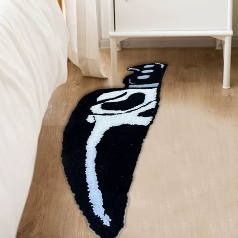 Tapis de chevet motif crâne et couteau