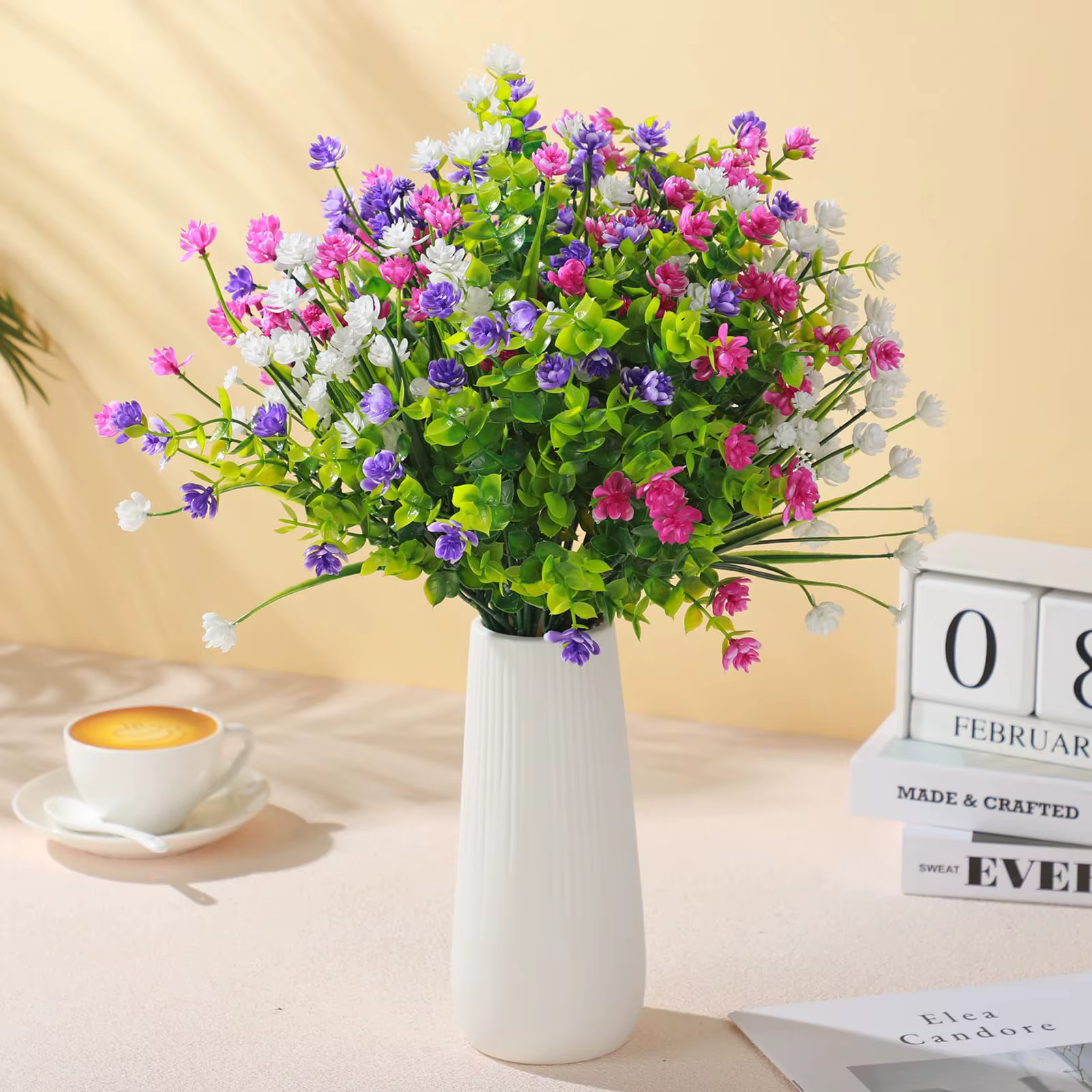 4 paquets de plantes artificielles résistantes aux UV, fausses buissons, fleurs en plastique, maison, ferme, mariage, jardin extérieur, porche, plante décorative