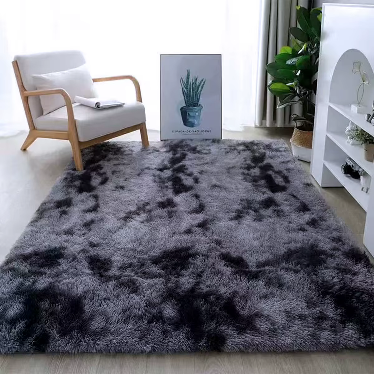 Tapis pour salon canapés modernes gris moelleux