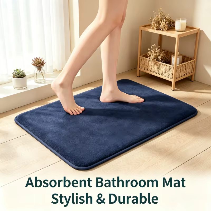 Tapis en velours corail bleu marine 50 × 80 cm
