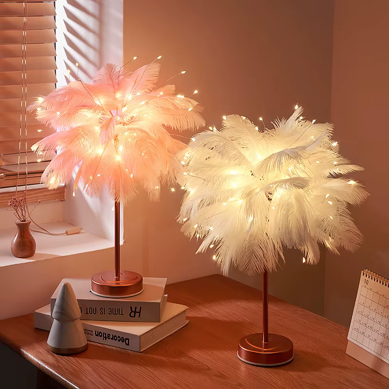 Chambre LED veilleuse plume lampe de Table