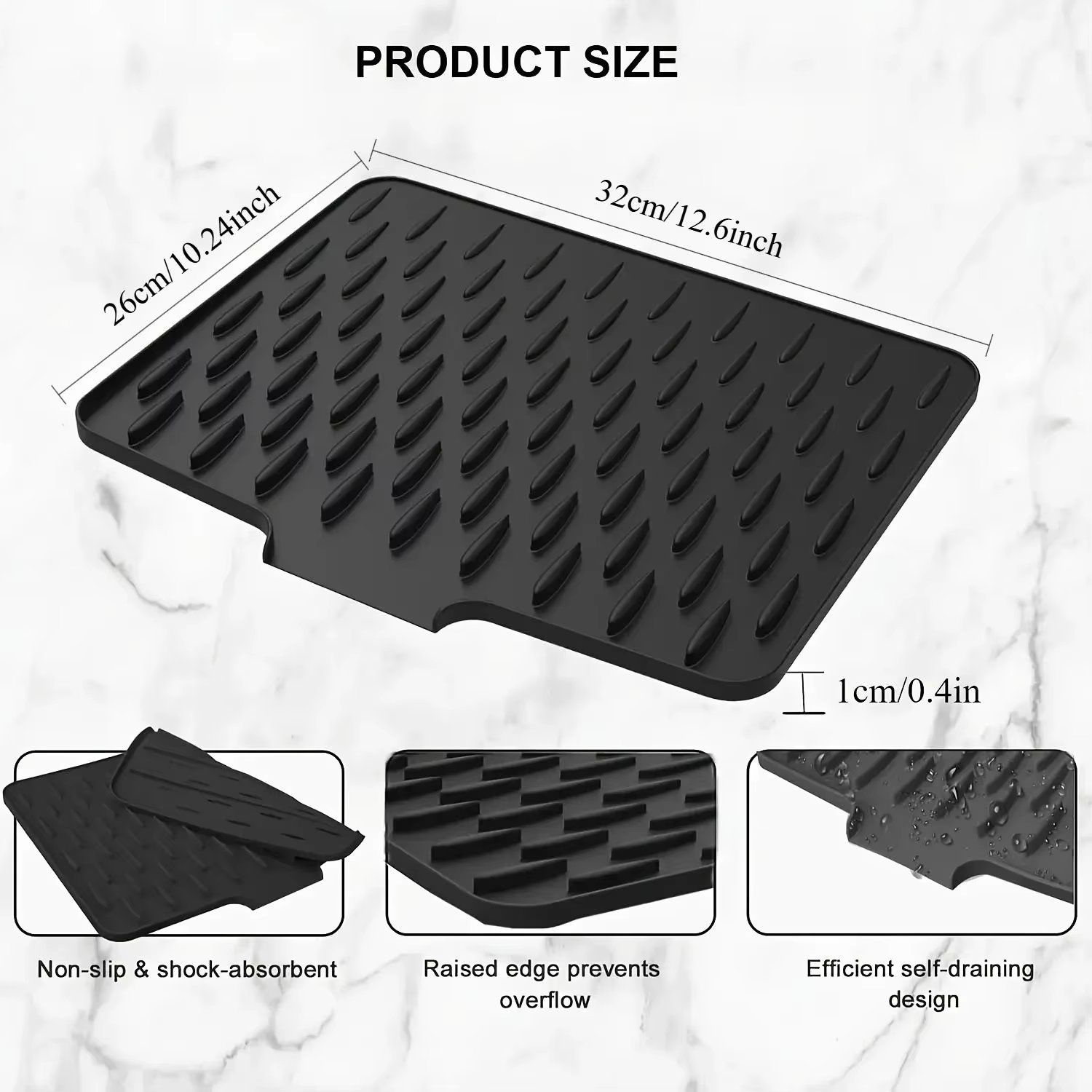 Tapis de drainage en silicone pour cuisine avec design