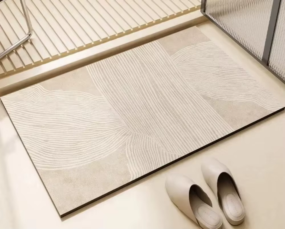 Tapis de bain en diatomite avec rembourrage en caoutchouc
