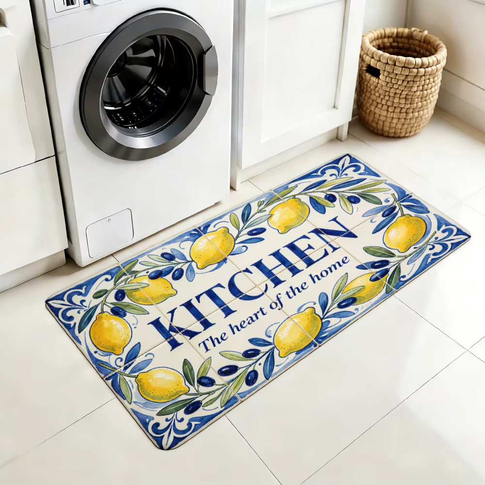 KITCHEN The heart of the home Tapis de couloir imprimé citron