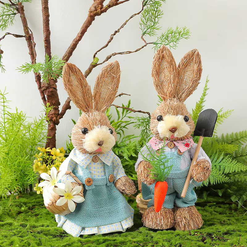 Décoration de lapin de pâques, figurine de lapin, ornement artisanal en queue de chat, vacances à la maison, lapin mignon, décoration de maison, lapin de pâques