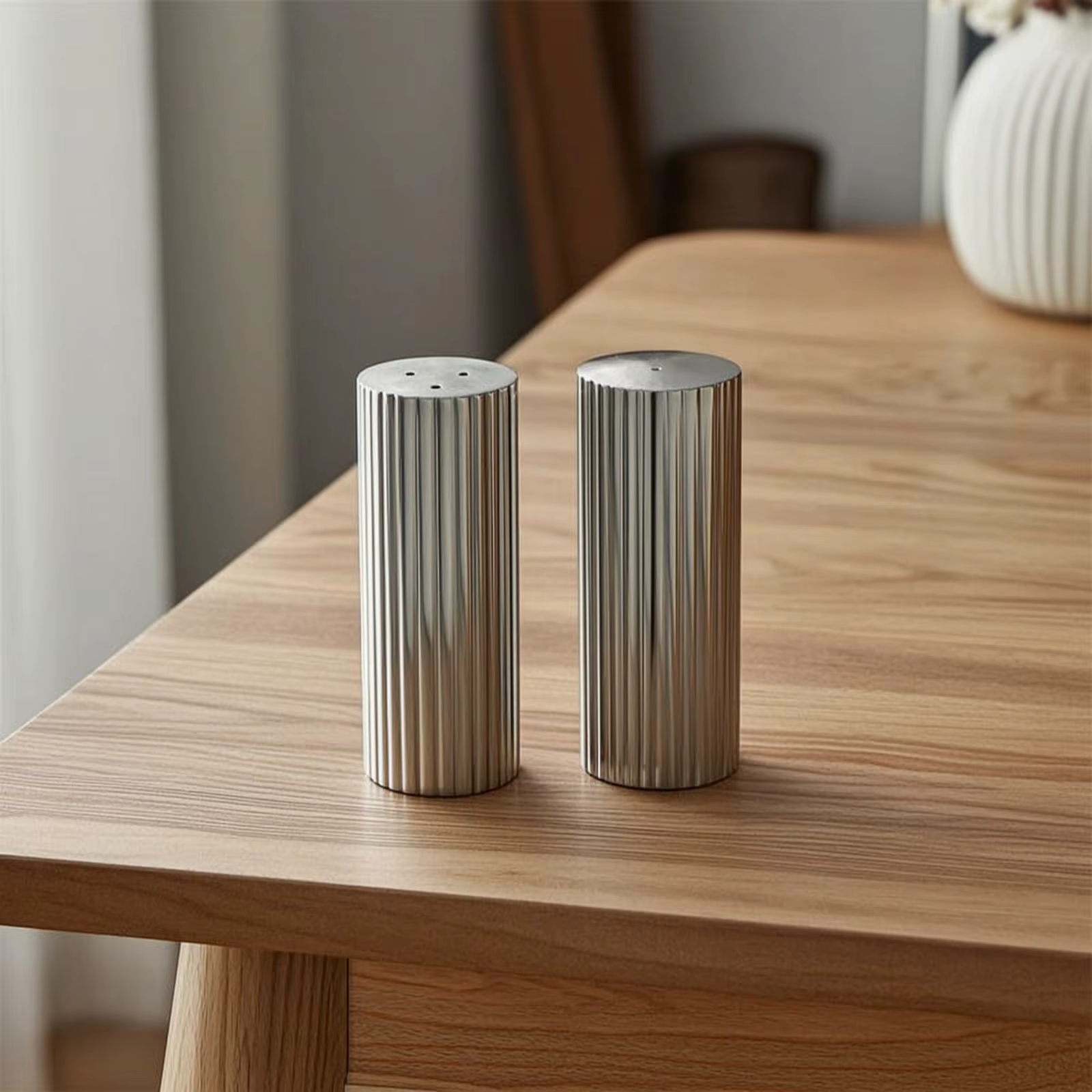 Shaker cylindrique en acier inoxydable à 2 pièces, avec trous, résistant à la rouille, rayé, pour cuisine, table à manger