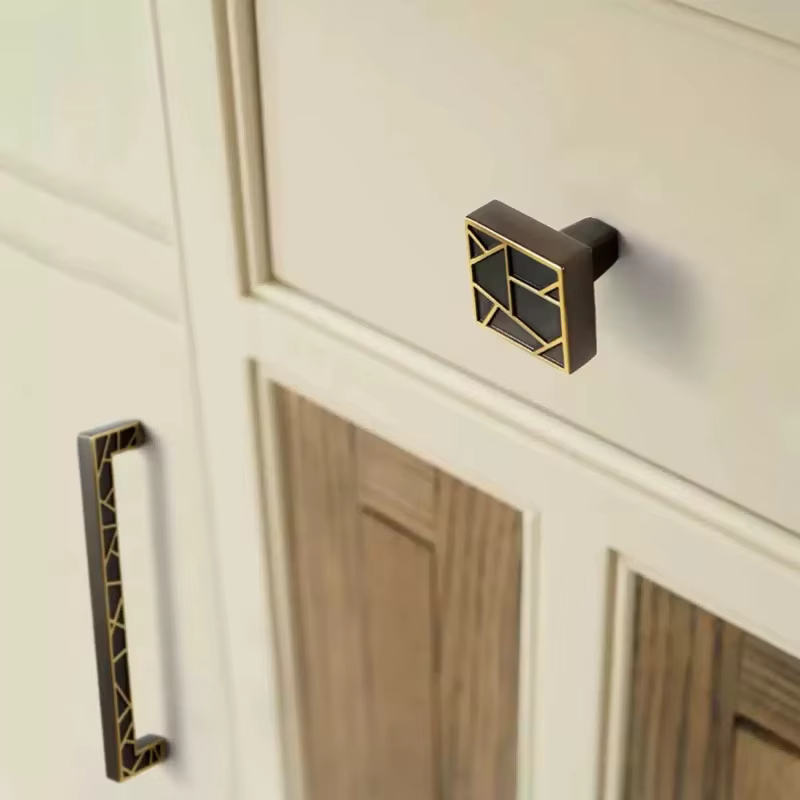 Poignée de porte de placard, armoire de chambre, armoire de cuisine, bouton de meuble en laiton rétro américain, simple, à trou unique, style café français