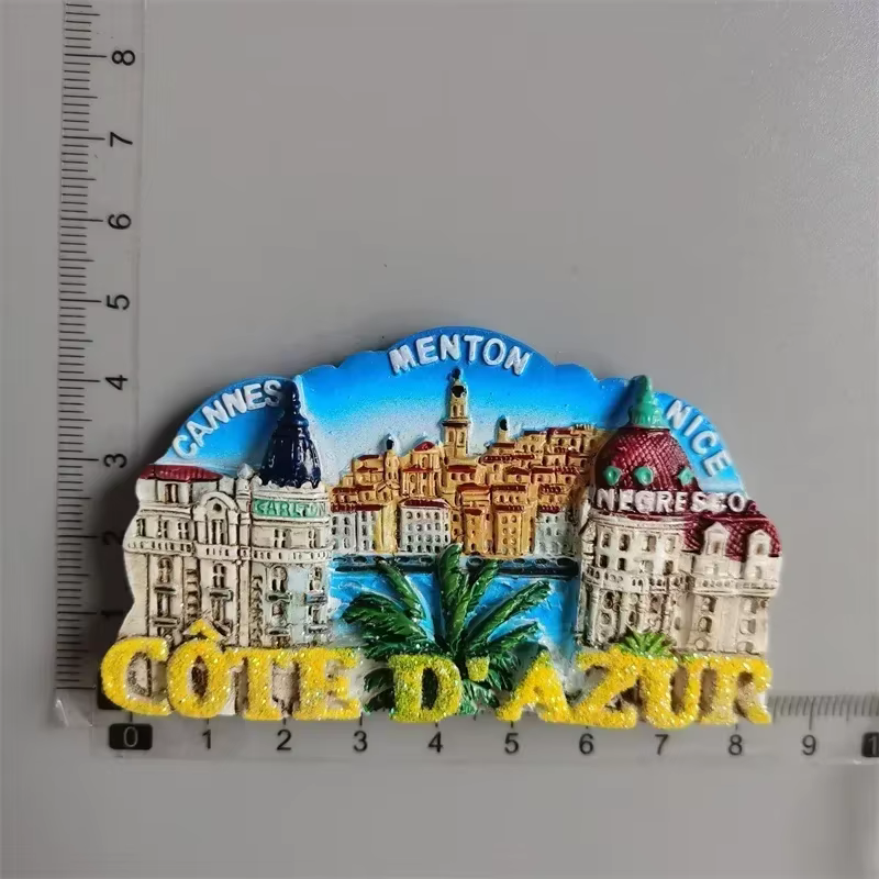 Aimants de réfrigérateur Souvenir touristique français Cannes belle côte bleue Kurt Azur Menton résine magnétique réfrigérateur autocollant collection