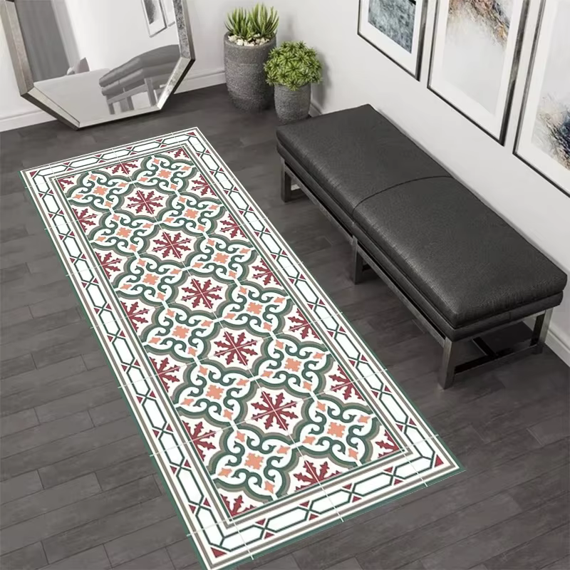 Tapis de couloir VIKAMA rétro à motif géométrique étoilé