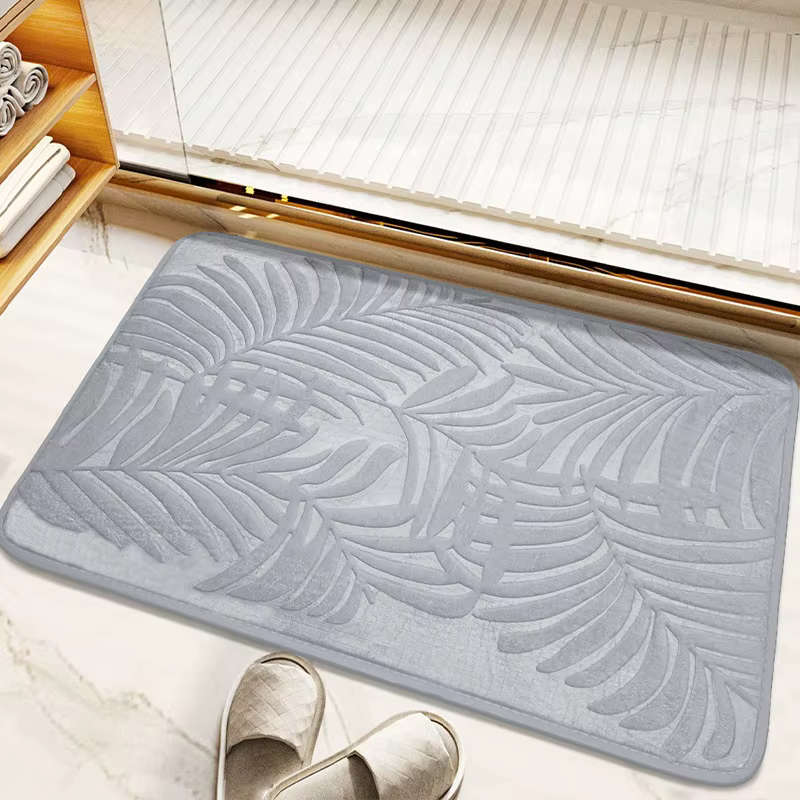 Tapis de sol antidérapant en feuille de palmier gaufrée vert foncé