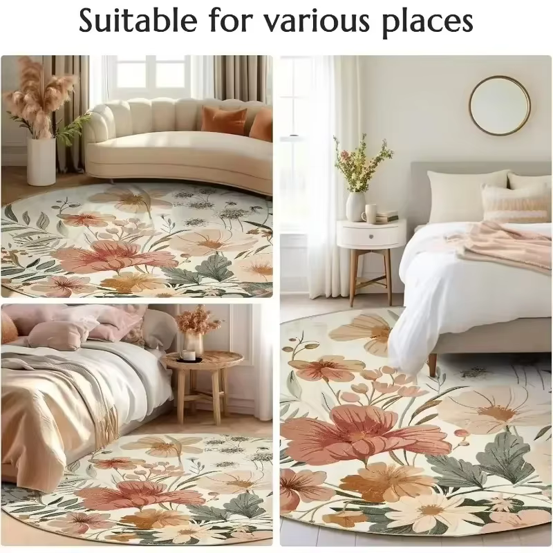 Tapis circulaire à motif Floral rétro