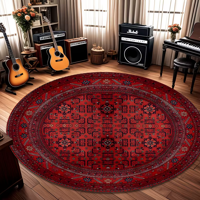 Tapis rond ethnique persan rétro moderne et simple