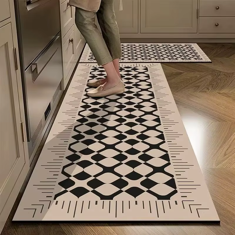 Tapis Long de cuisine à carreaux