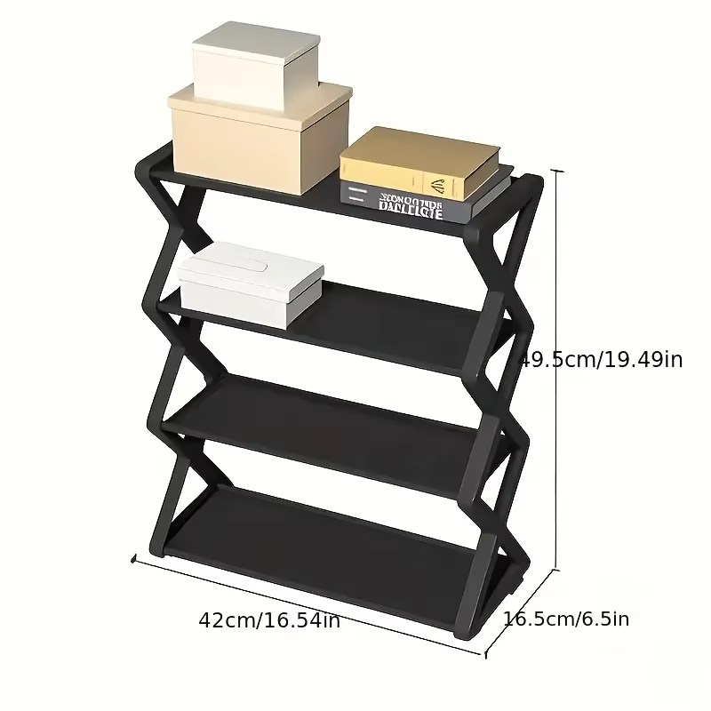 Étagère à chaussures 4 niveaux en X, multifonctionnelle et anti-poussière pour dortoirs, entrées, couloirs et chambres