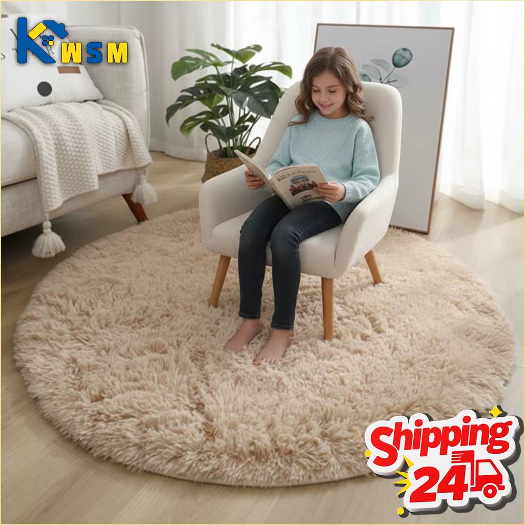 Tapis rond en peluche Super doux et moelleux