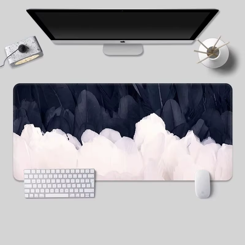 Tapis de souris noir et blanc, accessoires de configuration de jeu simples et haut de gamme, tapis de jeu pour Gamer, tapis étendu pour bureau 900x400