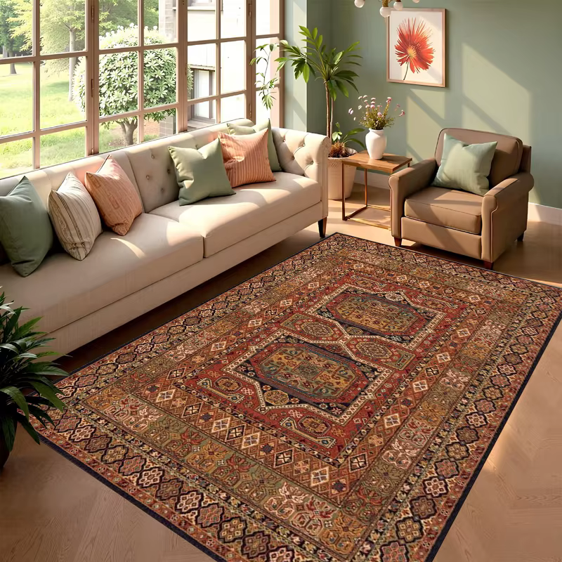 Tapis d'appoint rouge persan à motifs floraux