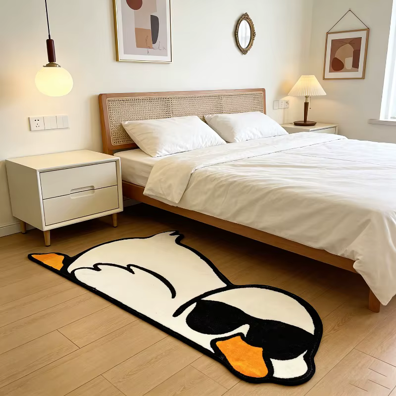 VIKAMA Tapis de chevet tendance motif canard jaune