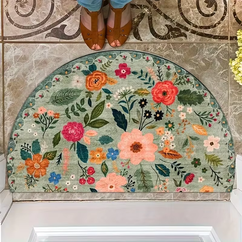 Tapis semi-circulaire à fleurs de style bohème