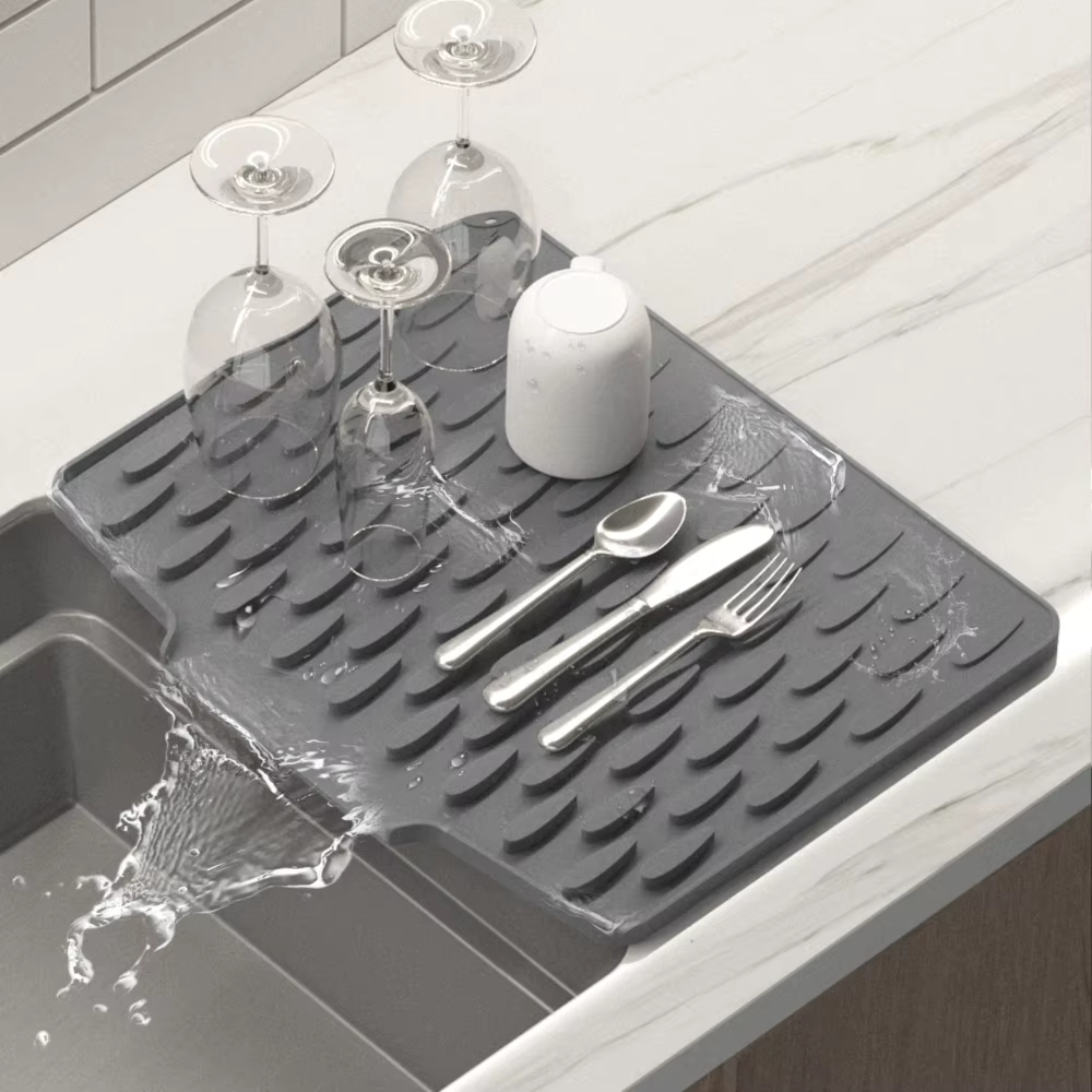 Tapis de drainage en silicone pour cuisine avec design