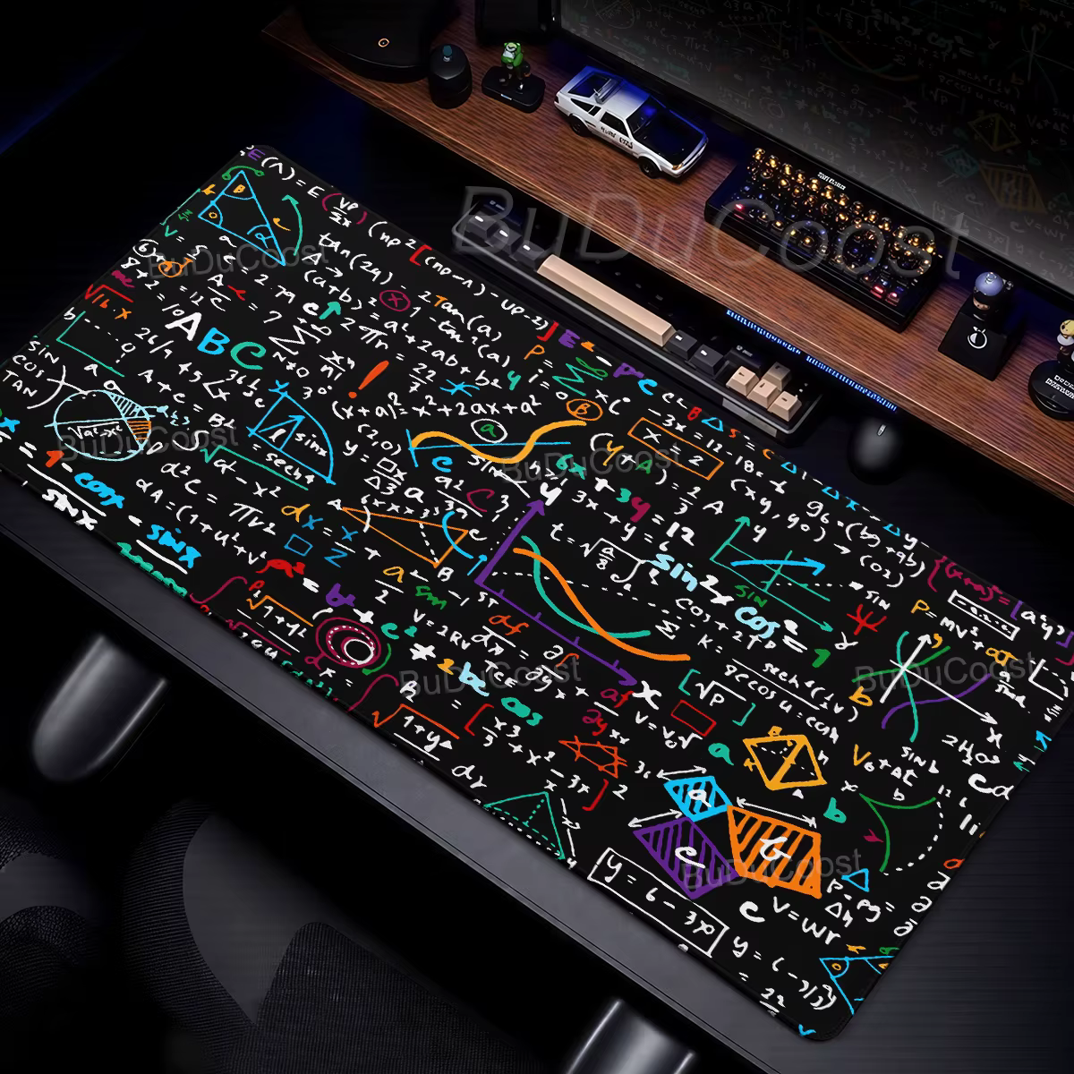 Tapis de souris noir et blanc, tapis de bureau avec formules scientifiques et mathématiques, tapis étendu pour clavier de jeu, tapis antidérapant pour ordinateur portable, accessoires de bureau