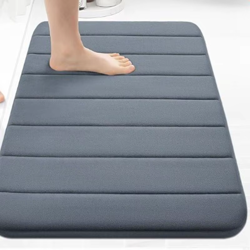 Lot 2 tapis bain en mousse à mémoire forme, doux, confortable, antidérapant, à séchage rapide, pour salle