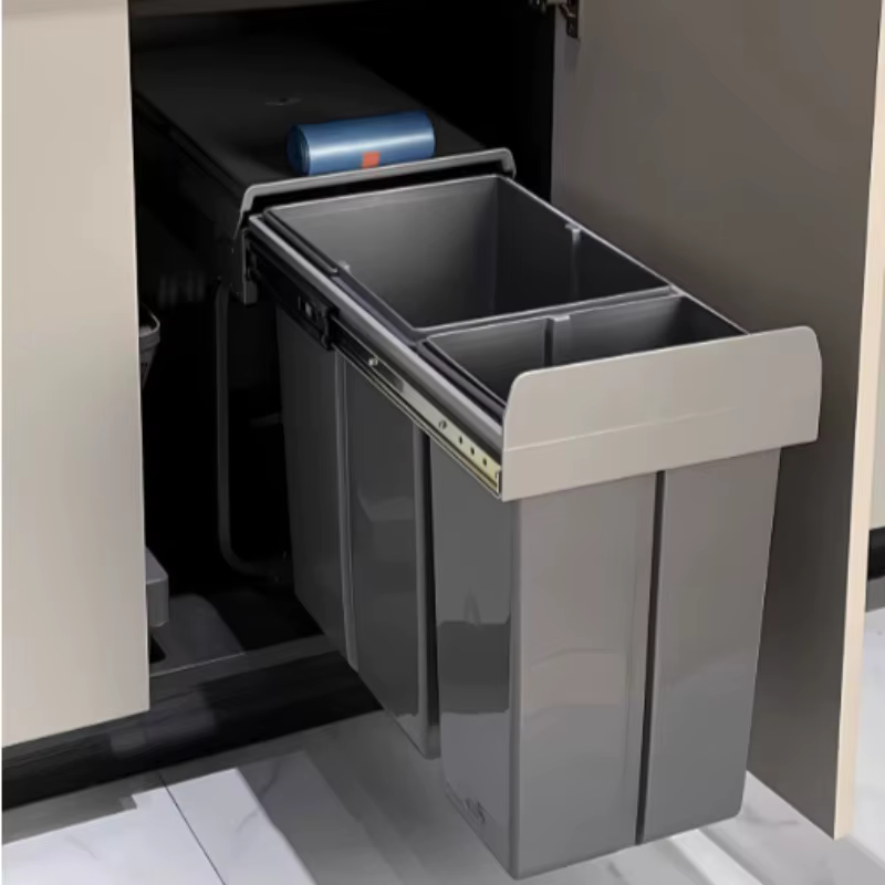 Poubelles de cuisine encastrées modernes, simples, à séparation sec/humide, type coulissant, créatives, pratiques, multifonctionnelles, pour la décoration de la maison