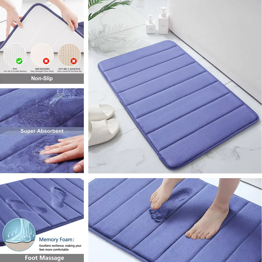 Polymères de bain en mousse à mémoire de forme, extra doux, coordonnants, super absorbants, tapis de bain pour le sol, les pieds, les toilettes