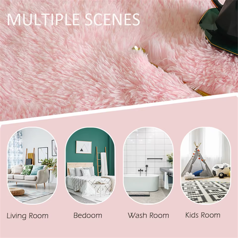 Tapis rond en peluche pour salon