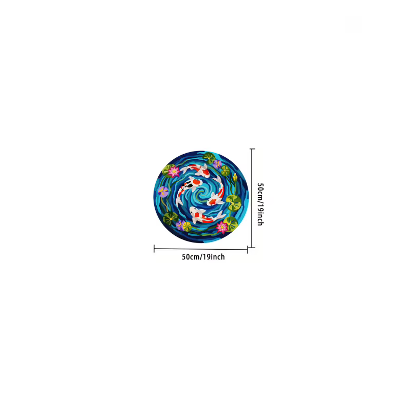 VIKAMA Tapis rond coloré à motif Koi